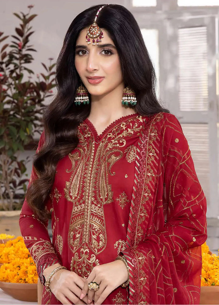Abresham By Asim Jofa Embroidered Lawn Unstitched Suit 3 Piece AJ23AB AJAB-24 - Luxury Festive Collection