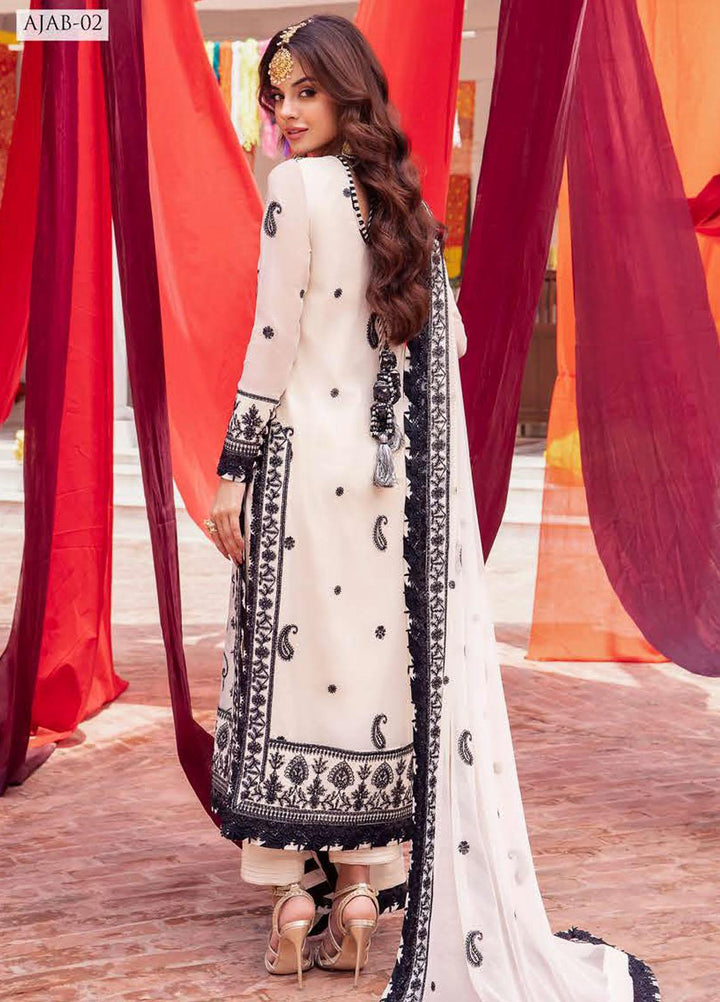 Abresham By Asim Jofa Embroidered Chiffon Suits Unstitched 3 Piece AJ23AB AJAB-02 - Luxury Festive Collection