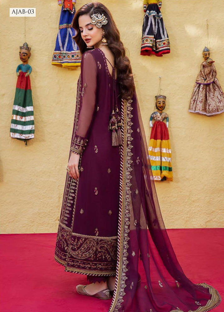 Abresham By Asim Jofa Embroidered Chiffon Suits Unstitched 3 Piece AJ23AB AJAB-03 - Luxury Festive Collection