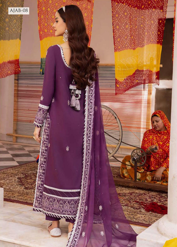 Abresham By Asim Jofa Embroidered Lawn Suits Unstitched 3 Piece AJ23AB AJAB-08 - Luxury Festive Collection