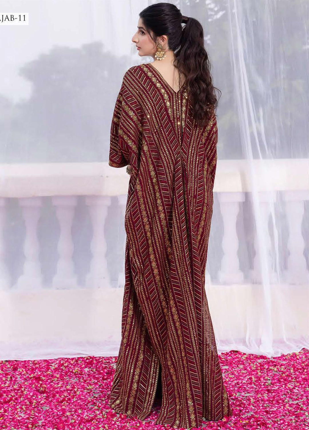 Abresham By Asim Jofa Embroidered Chiffon Suits Unstitched 2 Piece AJ23AB AJAB-11 - Luxury Festive Collection
