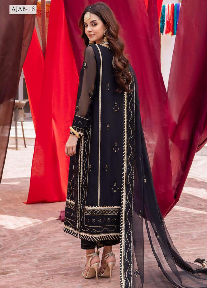 Abresham By Asim Jofa Embroidered Chiffon Suits Unstitched 3 Piece AJ23AB AJAB-18 - Luxury Festive Collection