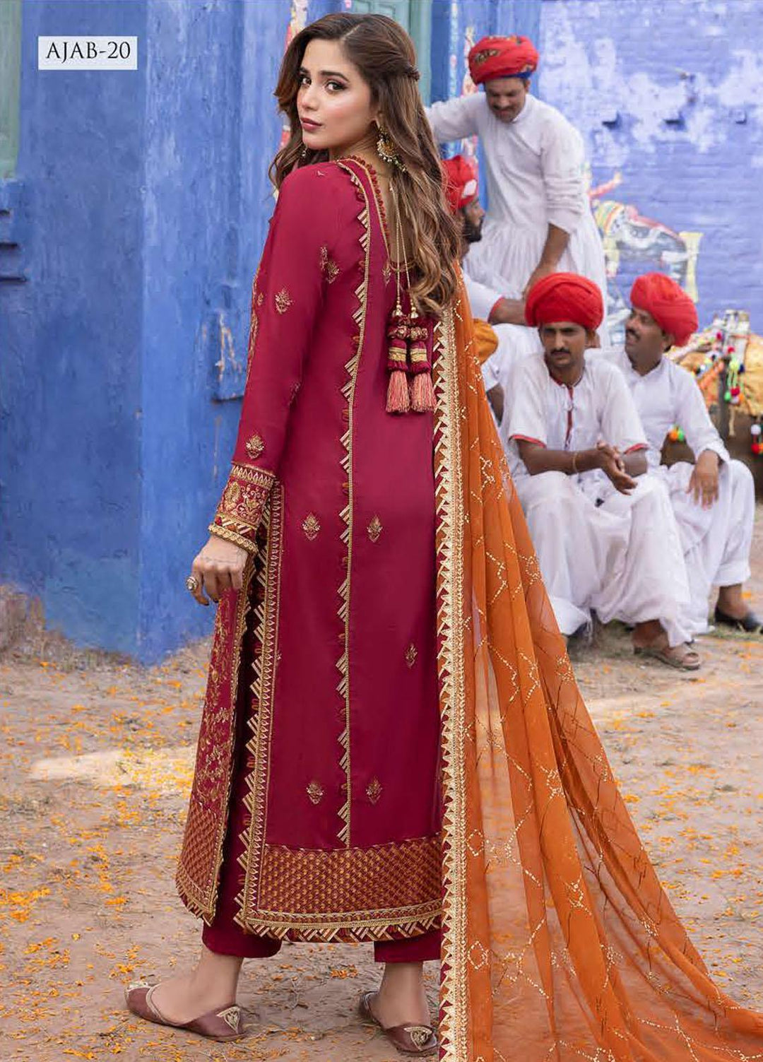 Abresham By Asim Jofa Embroidered Lawn Suits Unstitched 3 Piece AJ23AB AJAB-20 - Luxury Festive Collection