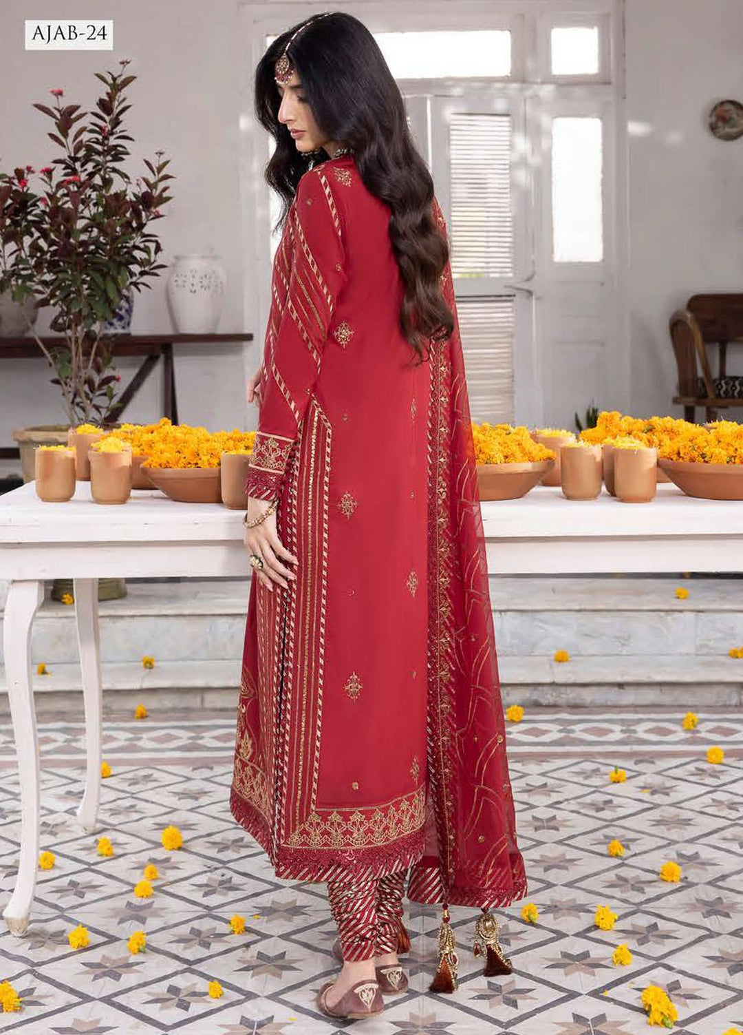 Abresham By Asim Jofa Embroidered Lawn Suits Unstitched 3 Piece AJ23AB AJAB-24 - Luxury Festive Collection