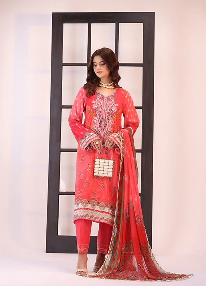 La Elise Women Unstitched Embroidered Lawn 3 Piece Suit 0001202 Effie - Festive Collection