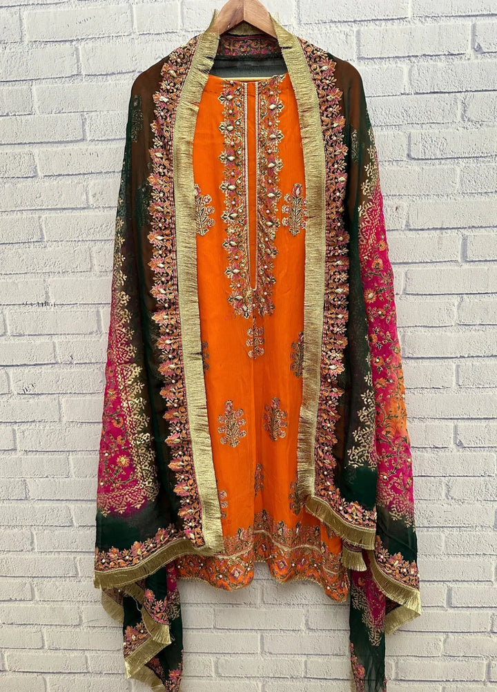 Adaa By Mahnoor Embellished Chiffon Suits Unstitched 3 Piece Suit Cocktail - Festive Collection