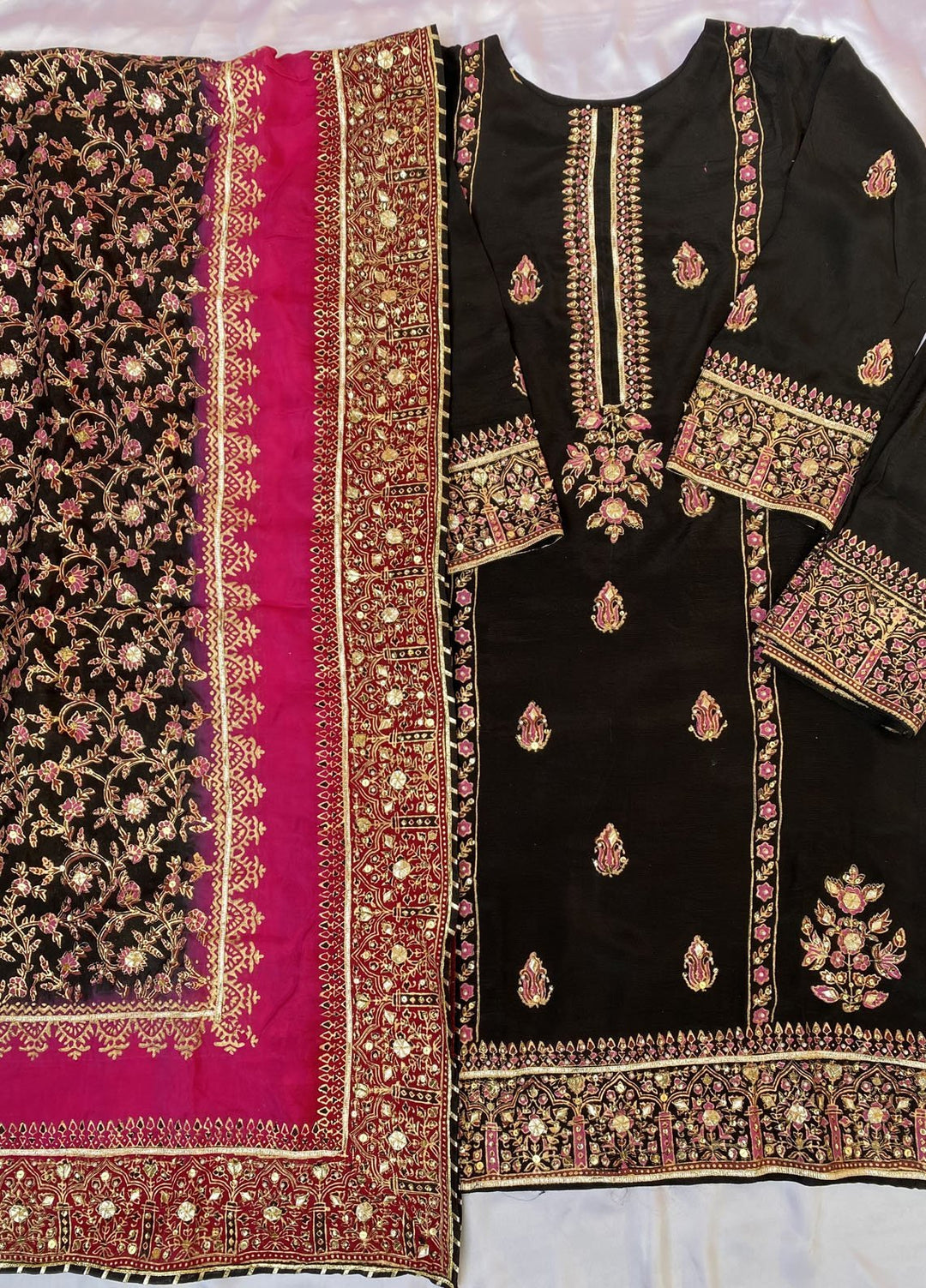 Adaa by Mahnoor Embellished Raw Silk Suits Unstitched 3 Piece Jet Black - Festive Collection