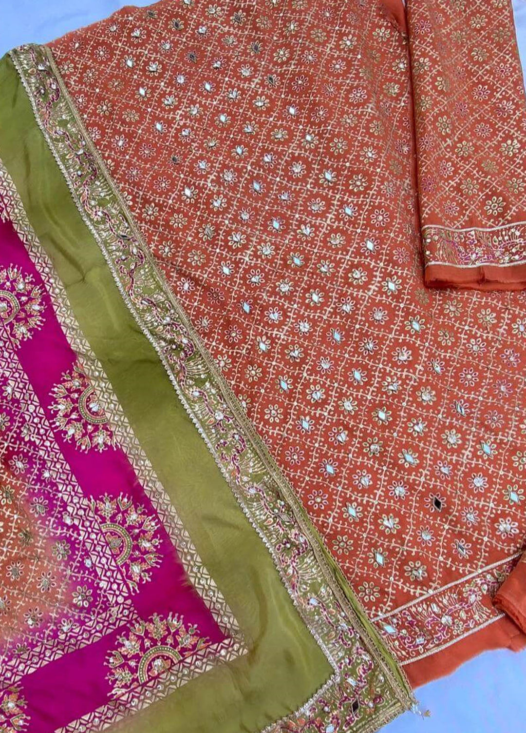 Adaa by Mahnoor Embellished Raw Silk Suits Unstitched 3 Piece Orange - Festive Collection