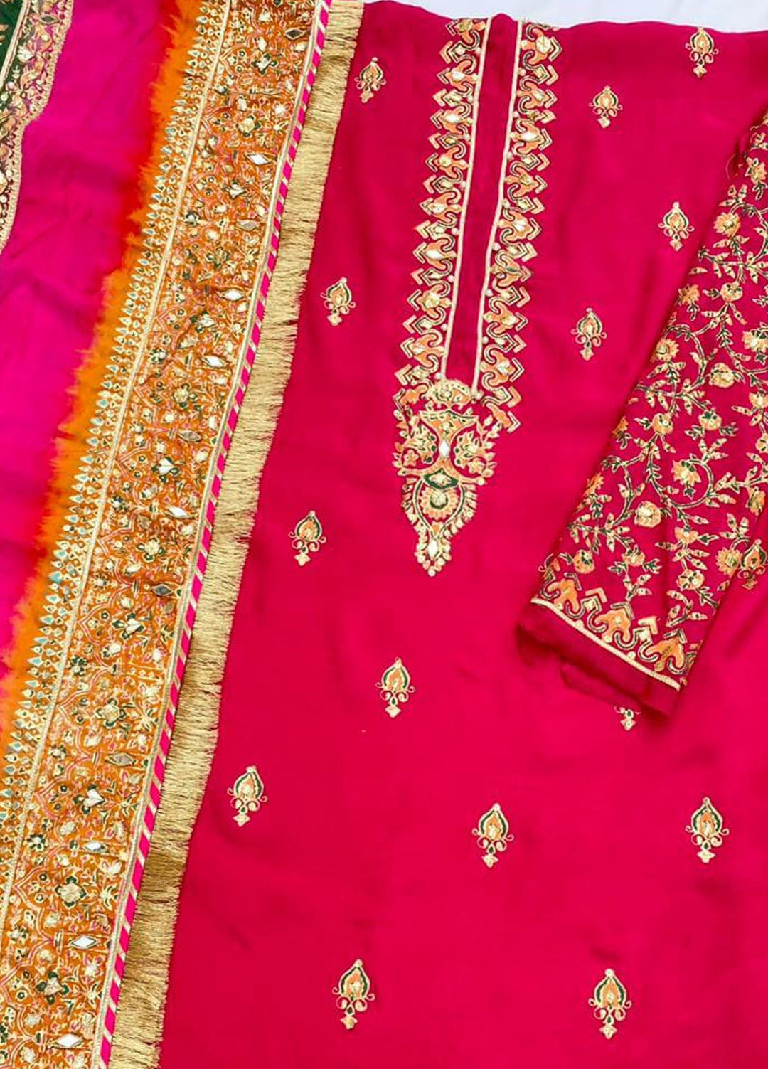 Adaa by Mahnoor Embellished Raw Silk Suits Unstitched 3 Piece Raspberry - Festive Collection