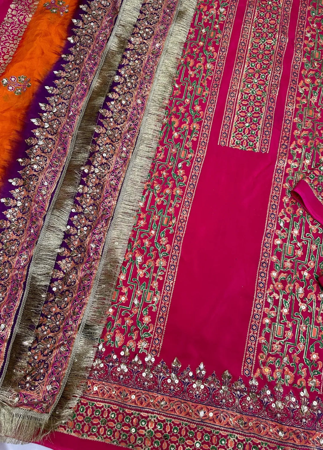 Adaa By Mahnoor Embellished Raw Silk Suits Unstitched 3 Piece Suit Bright Pink - Festive Collection