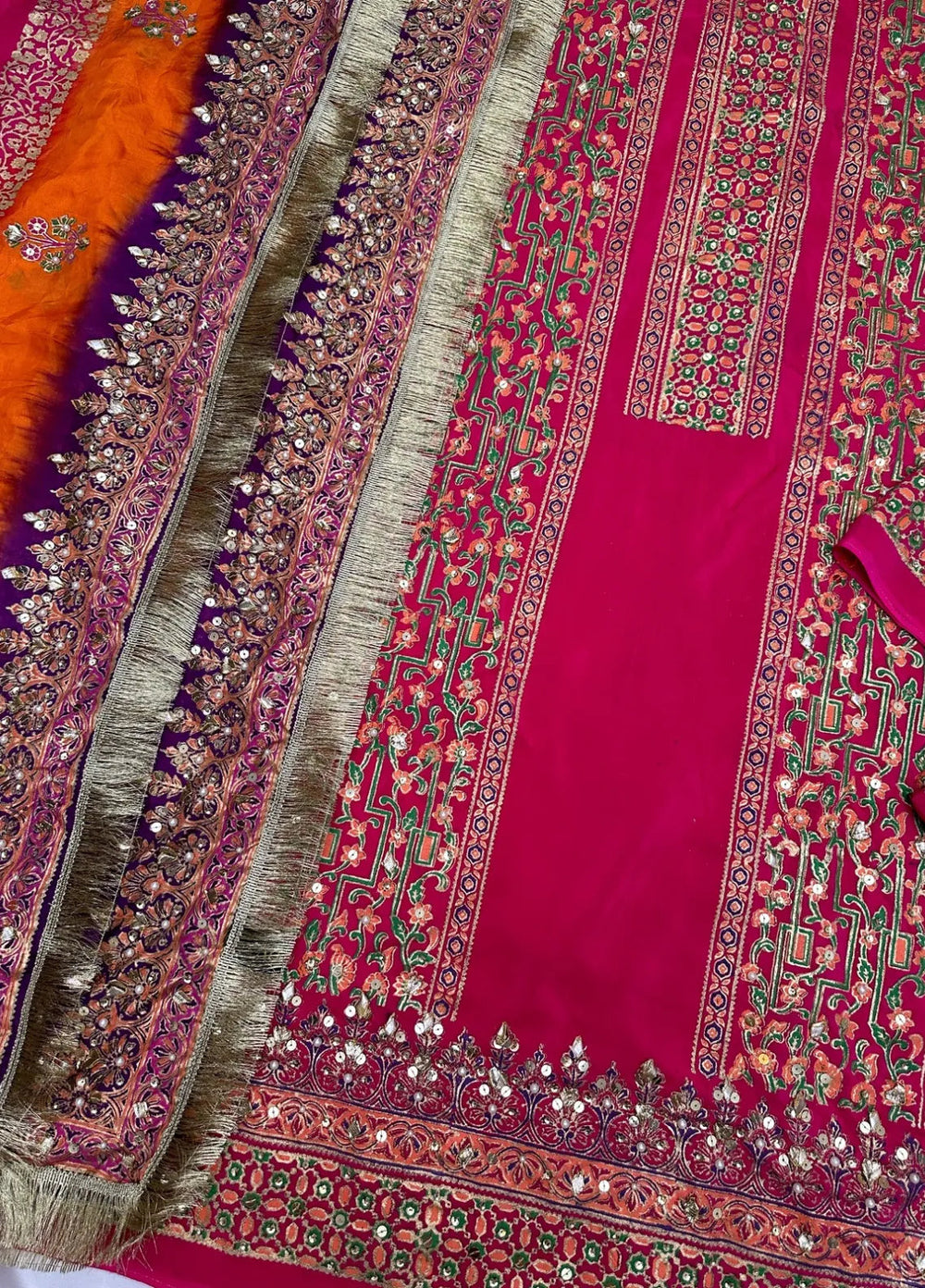 Adaa By Mahnoor Embellished Raw Silk Suits Unstitched 3 Piece Suit Bright Pink - Festive Collection