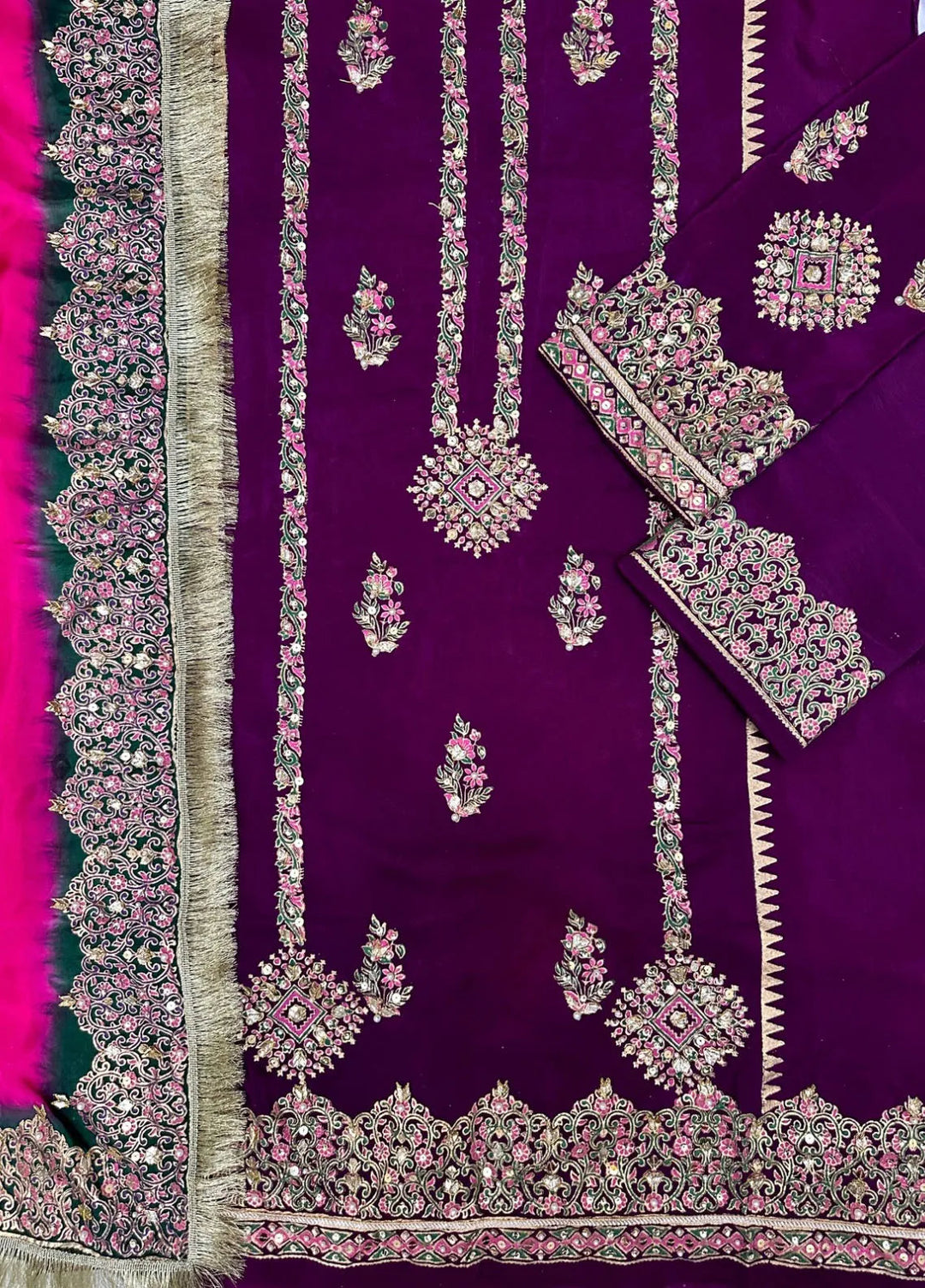 Adaa By Mahnoor Embroidered Raw Silk Suits Unstitched 3 Piece Mulberry - Festive Collection