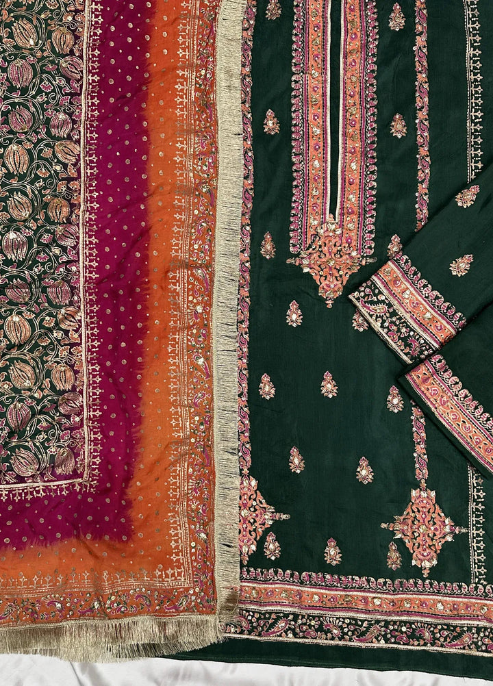 Adaa By Mahnoor Embroidered Raw Silk Suits Unstitched 3 Piece Pine - Festive Collection