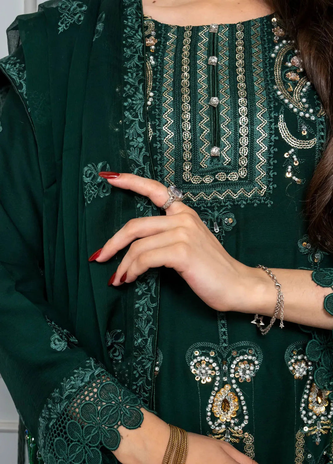 Adam Couture Pret Embroidered Chiffon 3 Piece Suit Gul Bahar