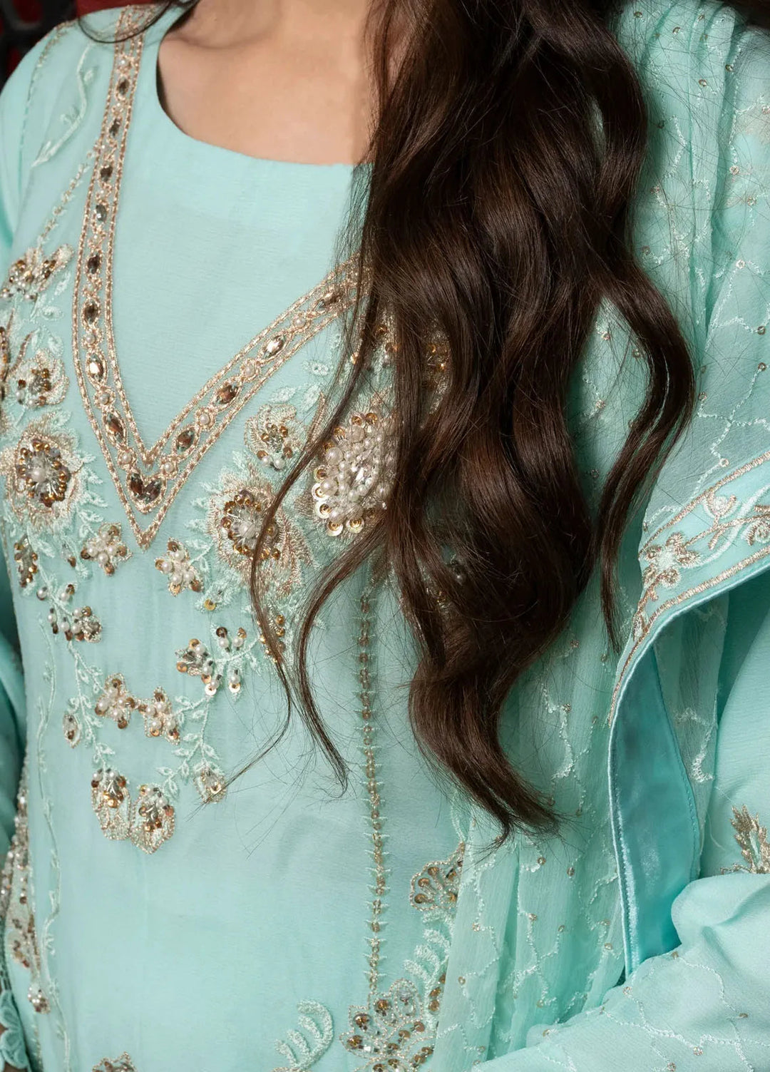 Adam Couture Pret Embroidered Chiffon 3 Piece Suit Gulnaz