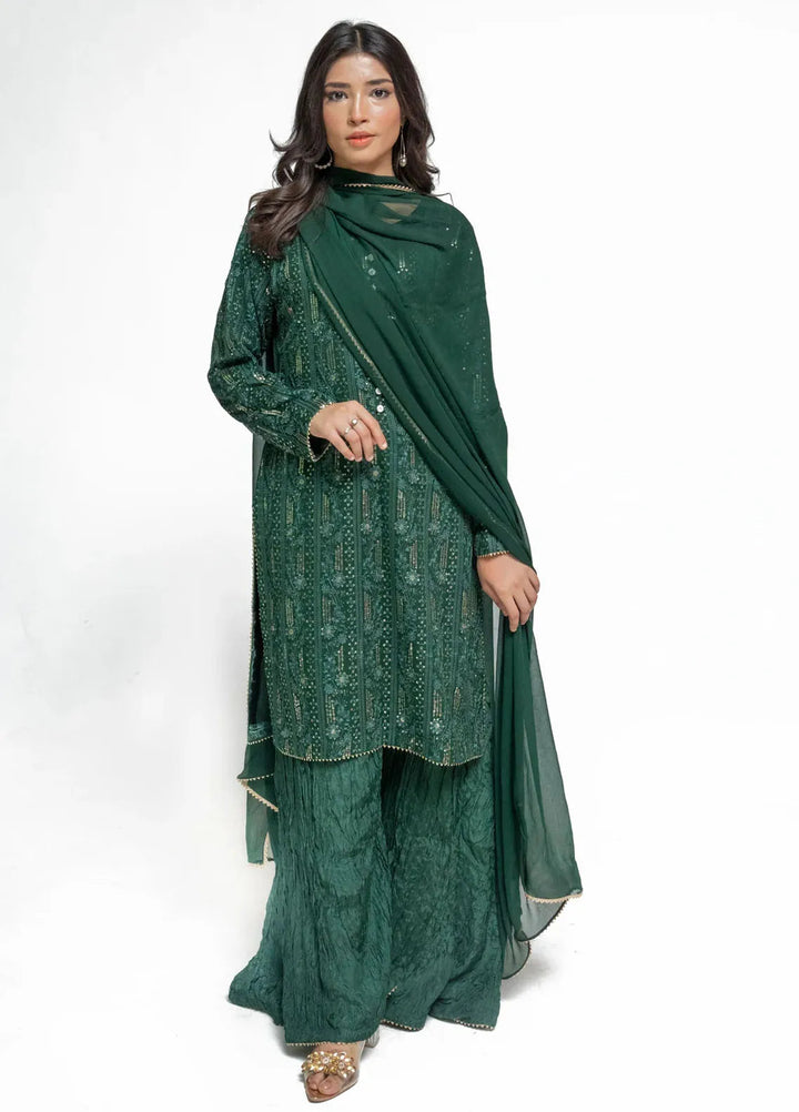 Adam Couture Pret Embroidered Chiffon 3 Piece Suit Malka