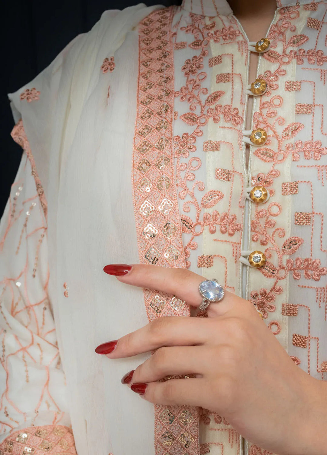 Adam Couture Pret Embroidered Chiffon 3 Piece Suit Muskan