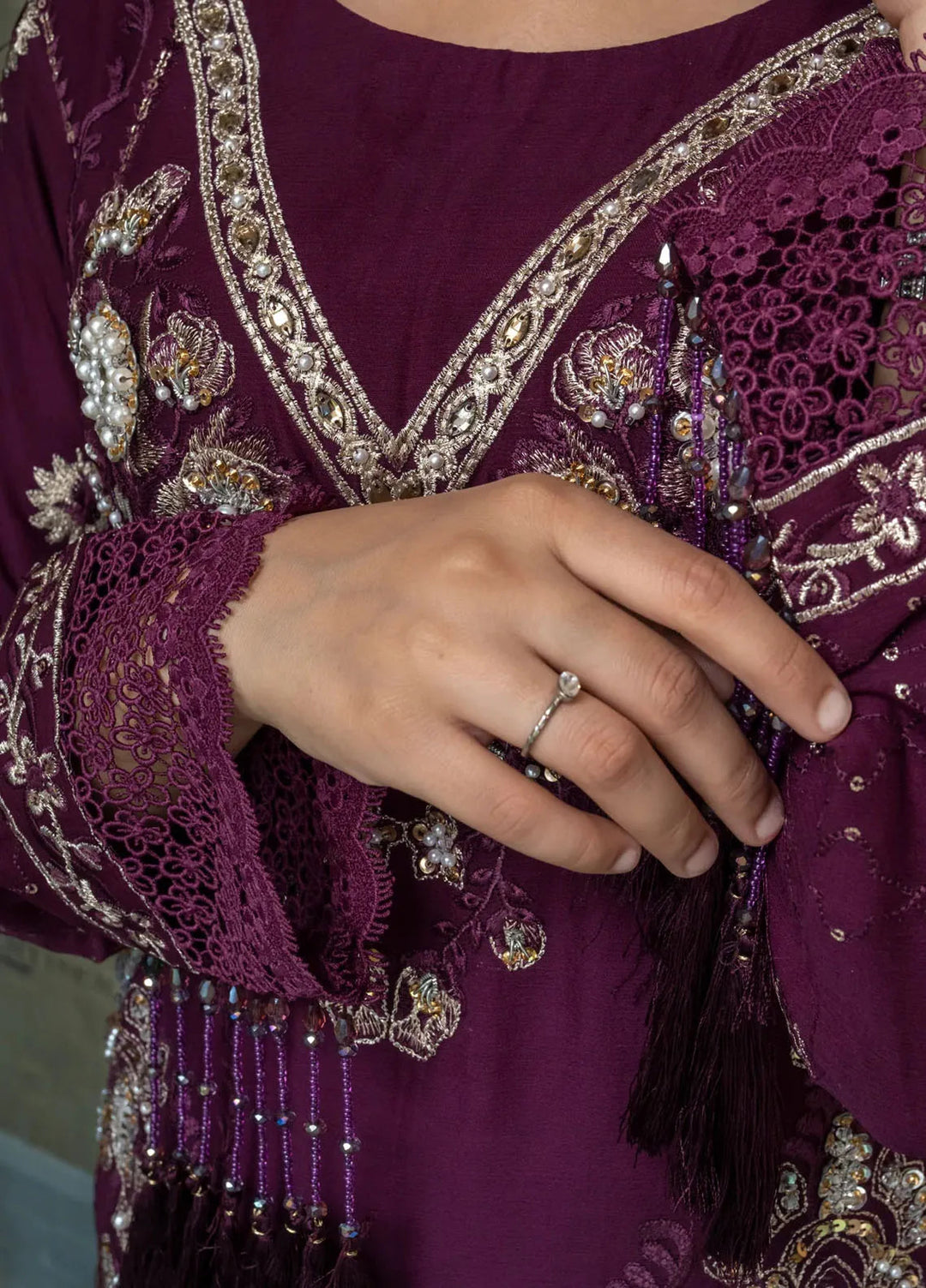 Adam Couture Pret Embroidered Chiffon 3 Piece Suit Pishwas