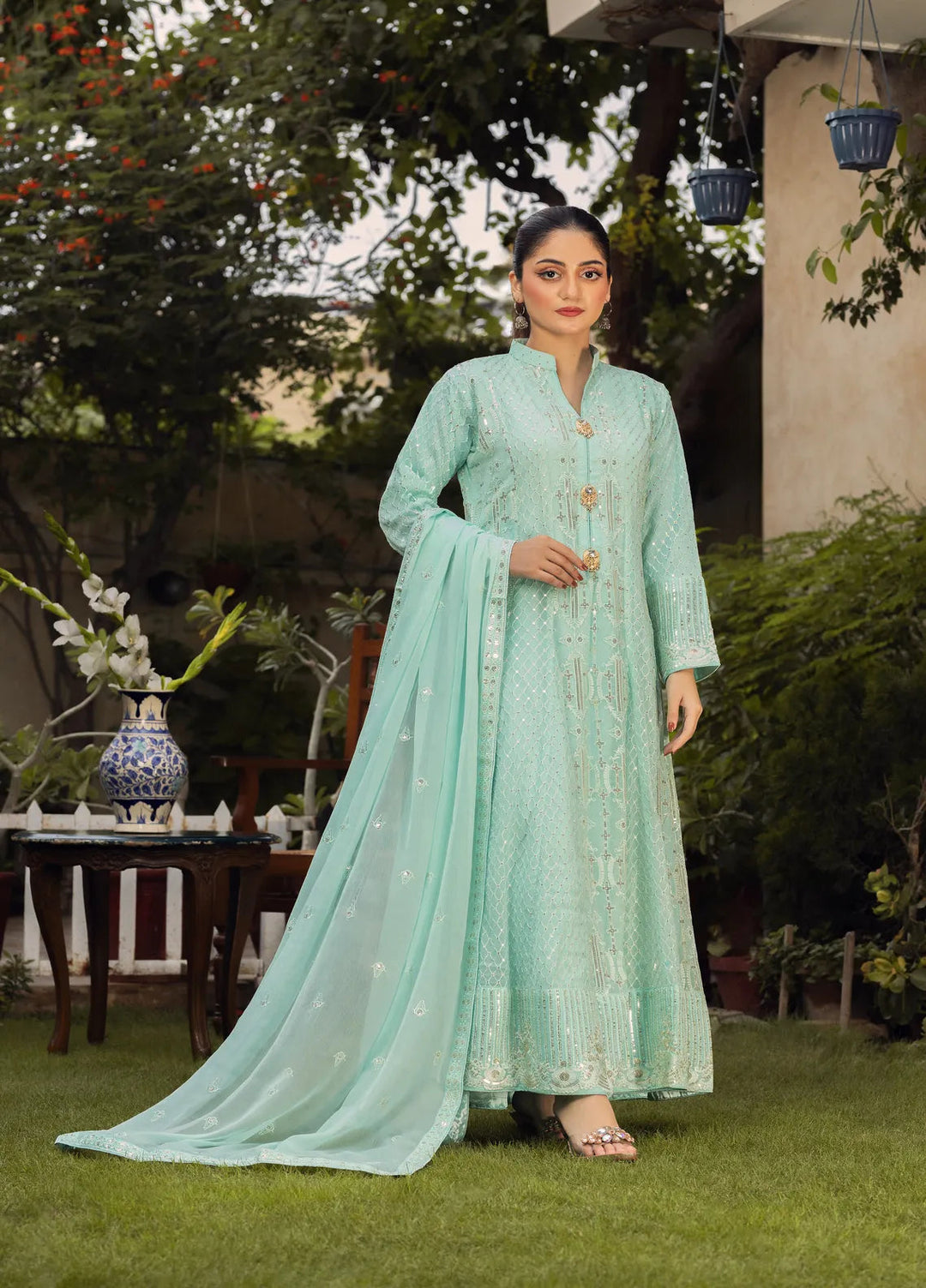 Adams Couture Pret Embroidered Chiffon 3 Piece Suit Chandni