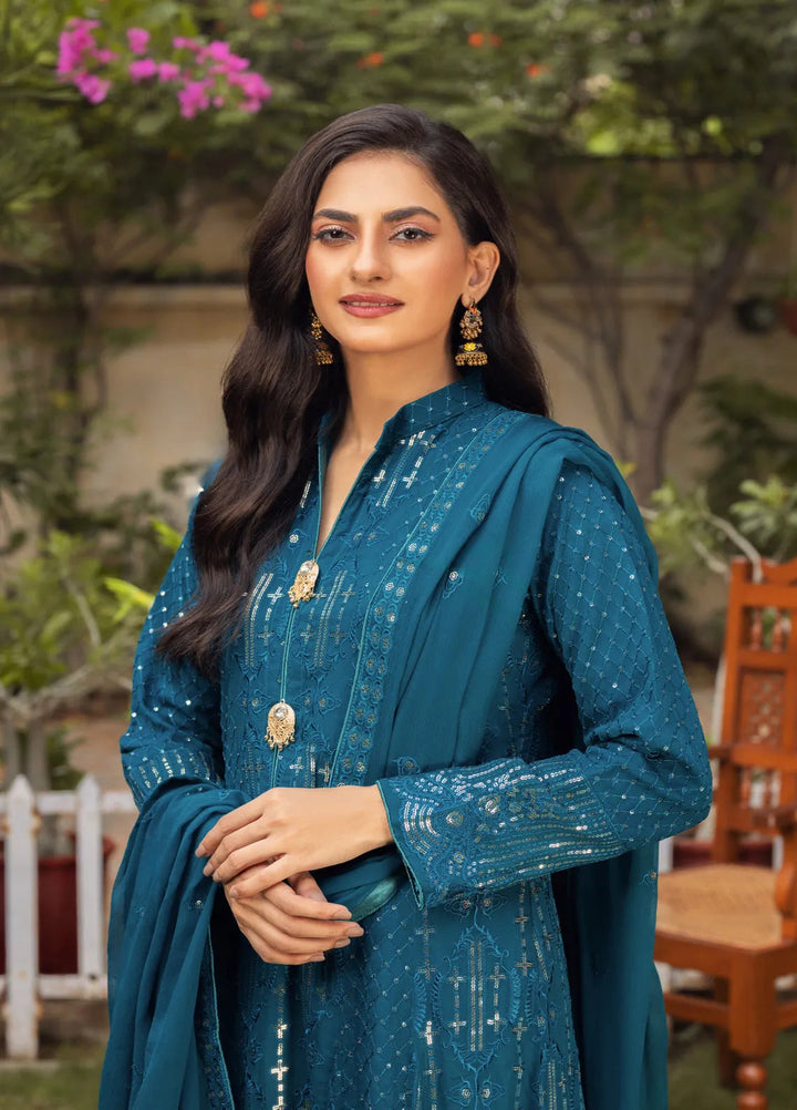 Adams Couture Pret Embroidered Chiffon 3 Piece Suit Falak