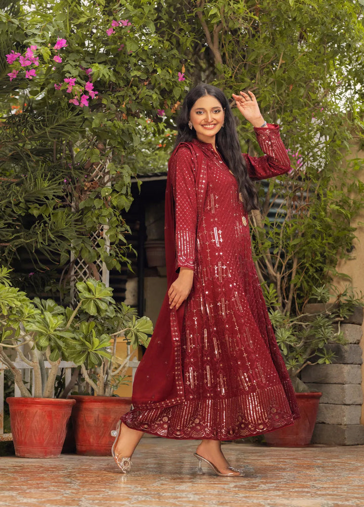 Adams Couture Pret Embroidered Chiffon 3 Piece Suit Gulmina Mehron