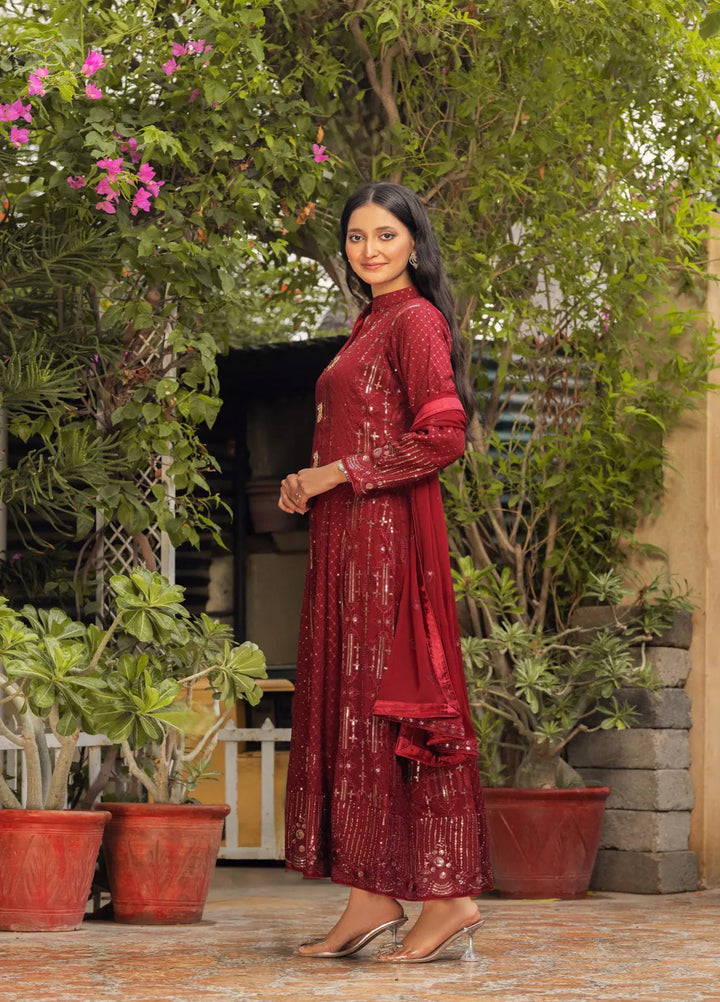 Adams Couture Pret Embroidered Chiffon 3 Piece Suit Gulmina Mehron