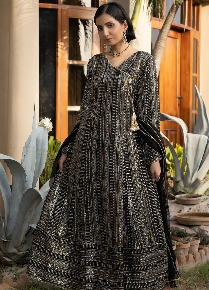 Adams Couture Pret Embroidered Chiffon 3 Piece Suit Sohrab Black