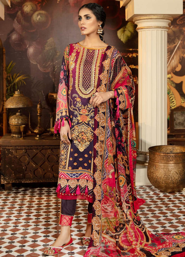 Adan's Libas Embroidered Lawn Suits Unstitched 3 Piece AL21EL D-03 - Summer Collection