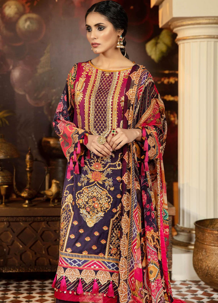 Adan's Libas Embroidered Lawn Suits Unstitched 3 Piece AL21EL D-03 - Summer Collection