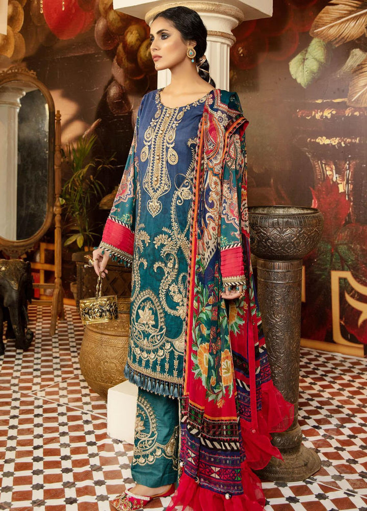 Adan's Libas Embroidered Lawn Suits Unstitched 3 Piece AL21EL D-04 - Summer Collection