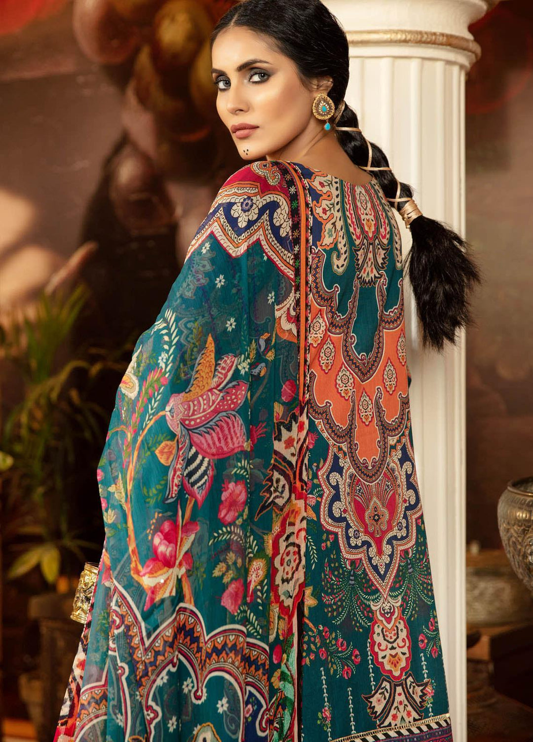 Adan's Libas Embroidered Lawn Suits Unstitched 3 Piece AL21EL D-04 - Summer Collection