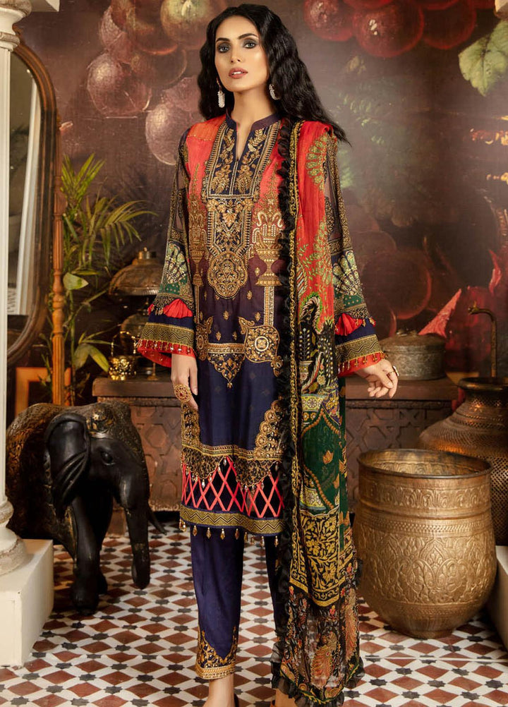 Adan's Libas Embroidered Lawn Suits Unstitched 3 Piece AL21EL D-05 - Summer Collection