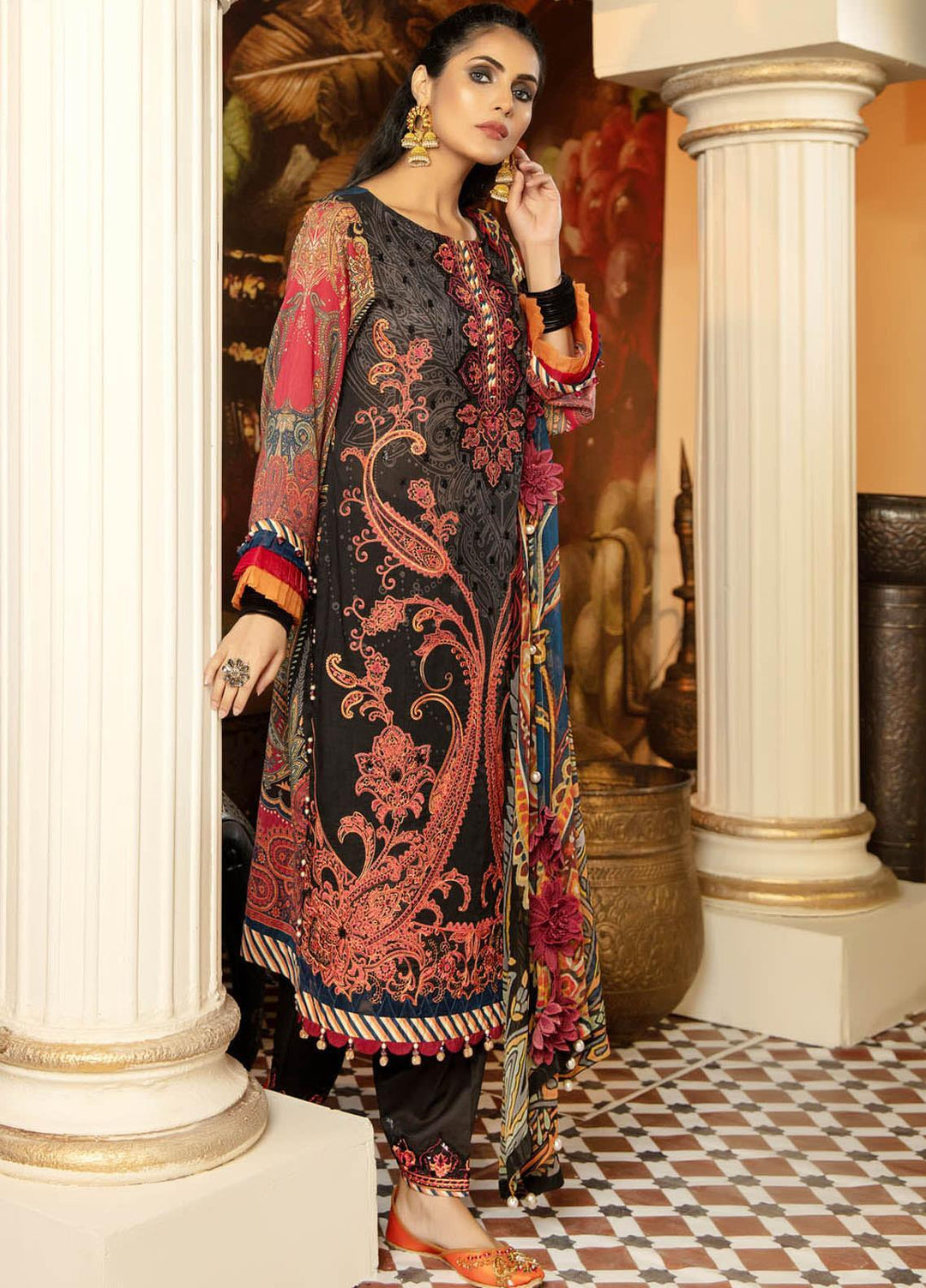 Adan's Libas Embroidered Lawn Suits Unstitched 3 Piece AL21EL D-09 - Summer Collection