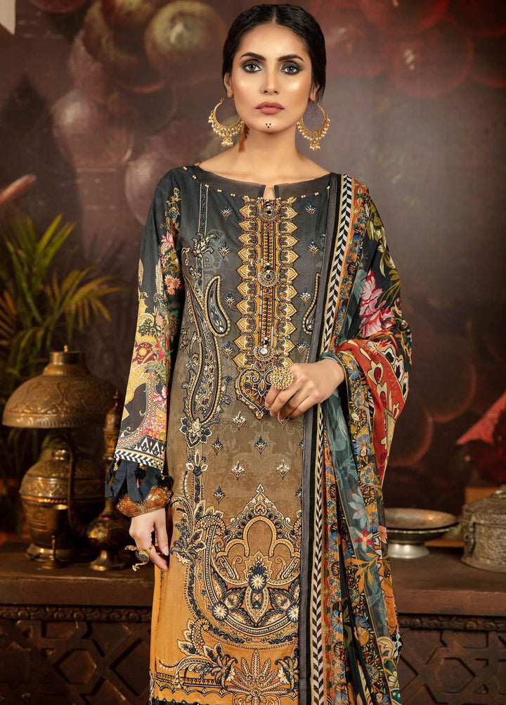 Adan's Libas Embroidered Lawn Suits Unstitched 3 Piece AL21EL D-10 - Summer Collection