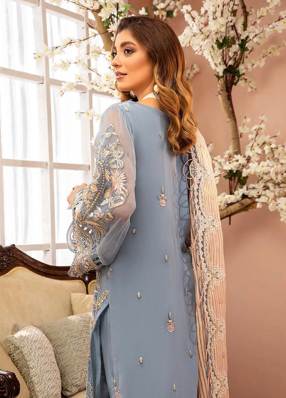 Luxulia By Adan's Libas Embroidered Organza Suits Unstitched 3 Piece AL21LC 04 Mystical Glimpse - Luxury Collection