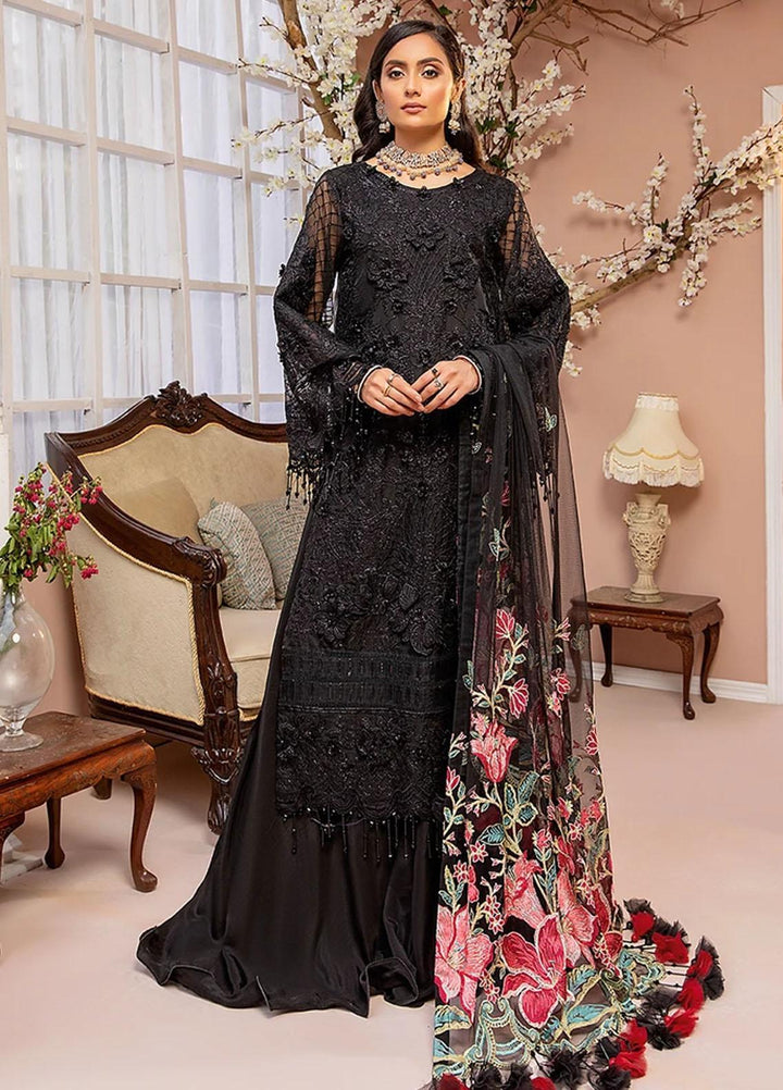 Luxulia By Adan's Libas Embroidered Organza Suits Unstitched 3 Piece AL21LC 06 Midnight Sky - Luxury Collection