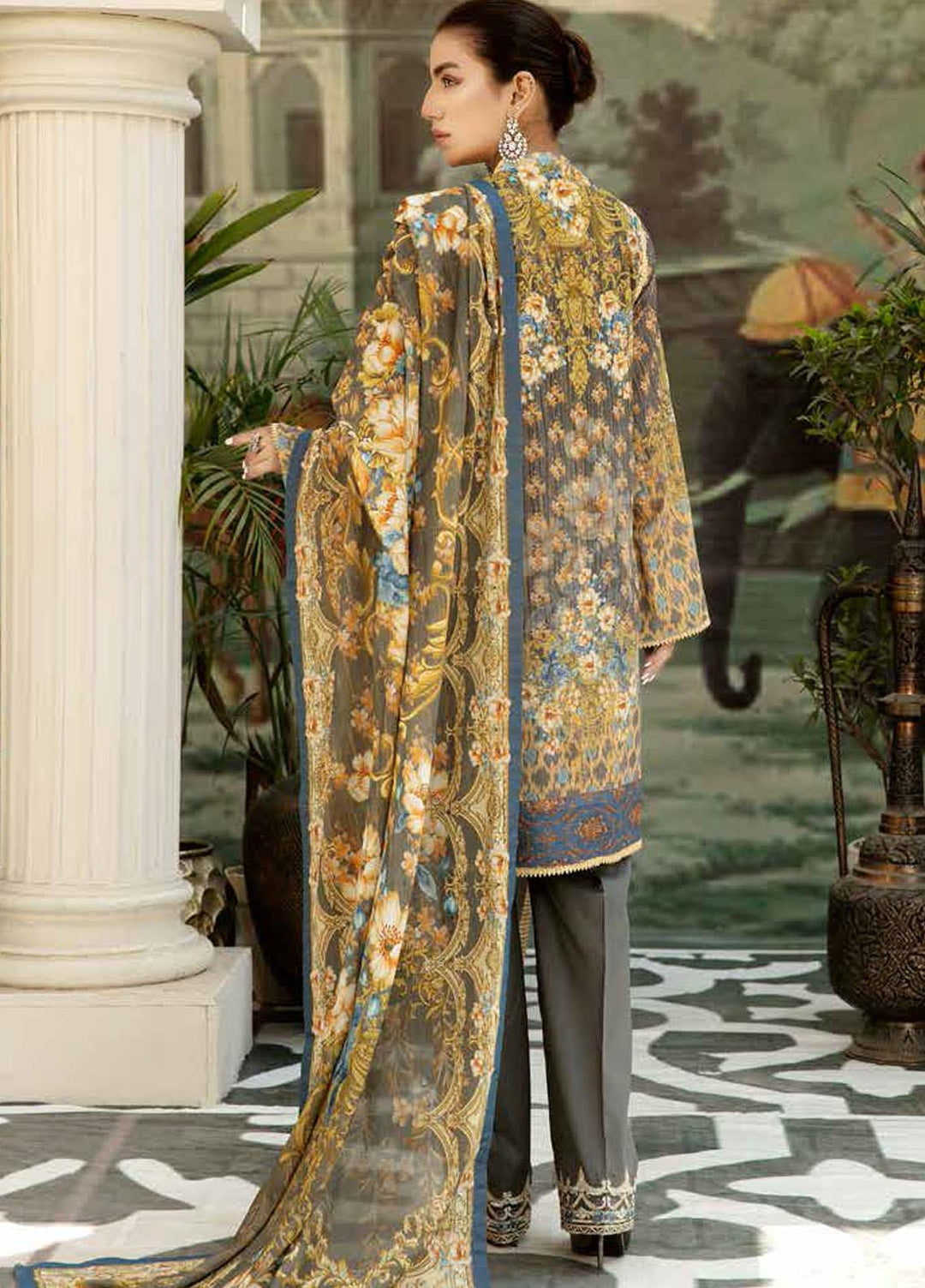 Adan's Libas Embroidered Lawn Suits Unstitched 3 Piece AL21SE D-07 - Summer Collection