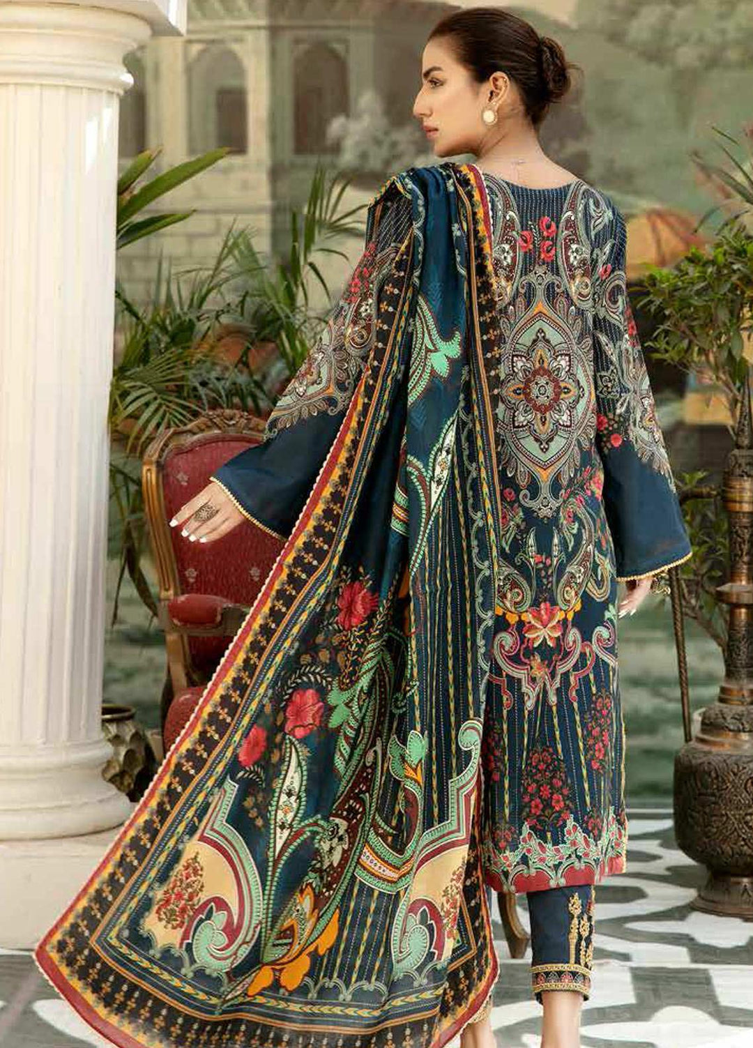 Adan's Libas Embroidered Lawn Suits Unstitched 3 Piece AL21SE D-10 - Summer Collection