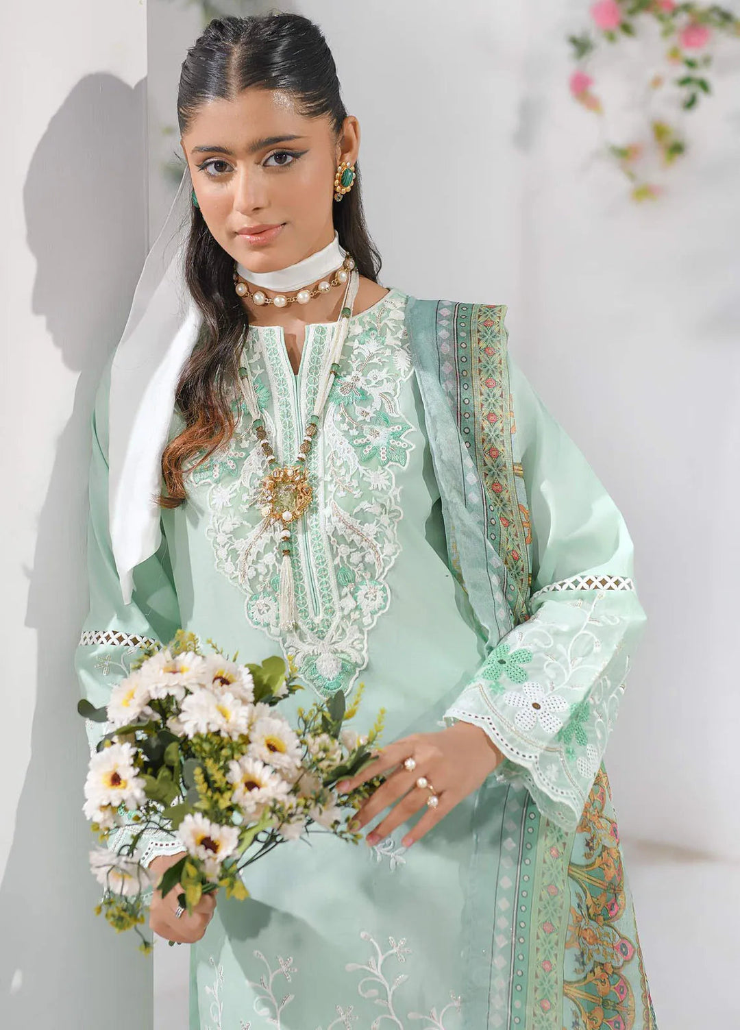 Addee Embroidered Lawn Suits Unstitched 3 Piece AD24QZ SM-038 Mavi - Summer Collection