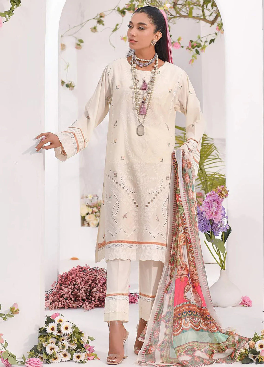 Addee Embroidered Lawn Suits Unstitched 3 Piece AD24QZ SM-037 Zar - Summer Collection