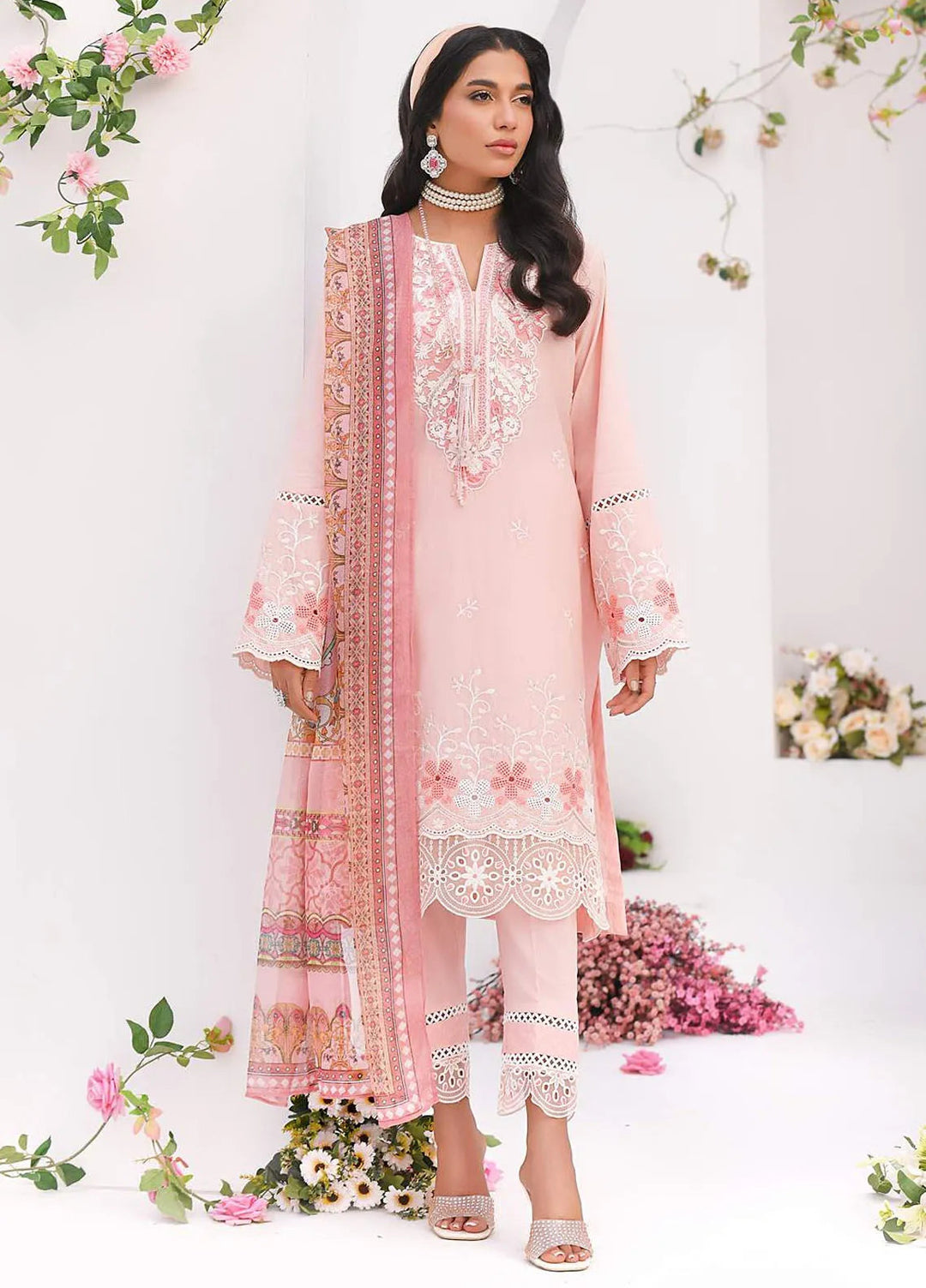 Addee Embroidered Lawn Suits Unstitched 3 Piece AD24QZ SM-034 Rabeet - Summer Collection