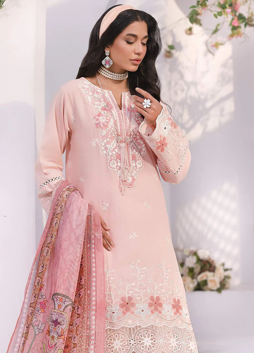 Addee Embroidered Lawn Suits Unstitched 3 Piece AD24QZ SM-034 Rabeet - Summer Collection