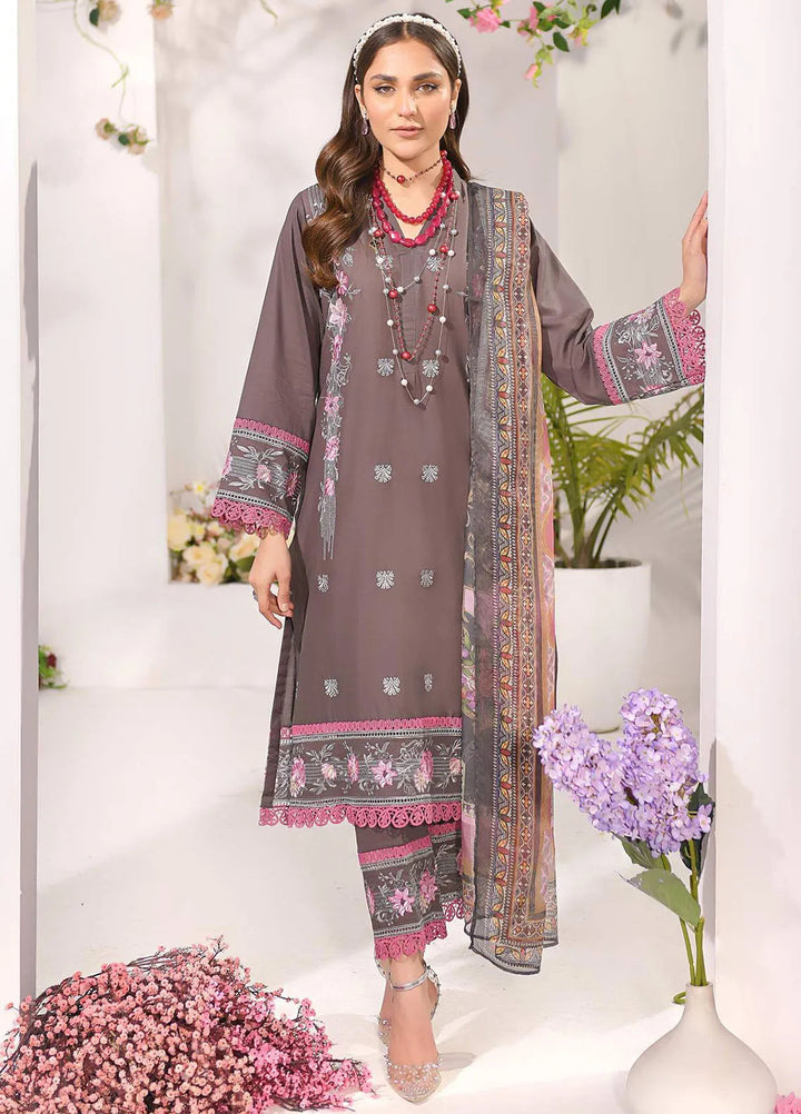 Addee Embroidered Lawn Suits Unstitched 3 Piece AD24QZ SM-040 Uns - Summer Collection