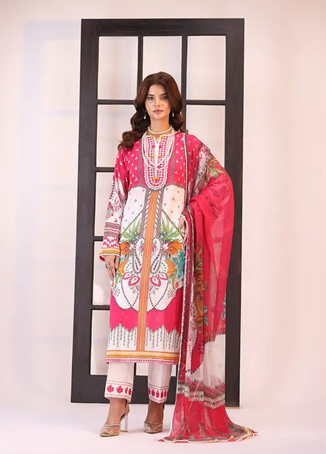 La Elise Women Unstitched Embroidered Lawn 3 Piece Suit 0001207 Sarah - Festive Collection