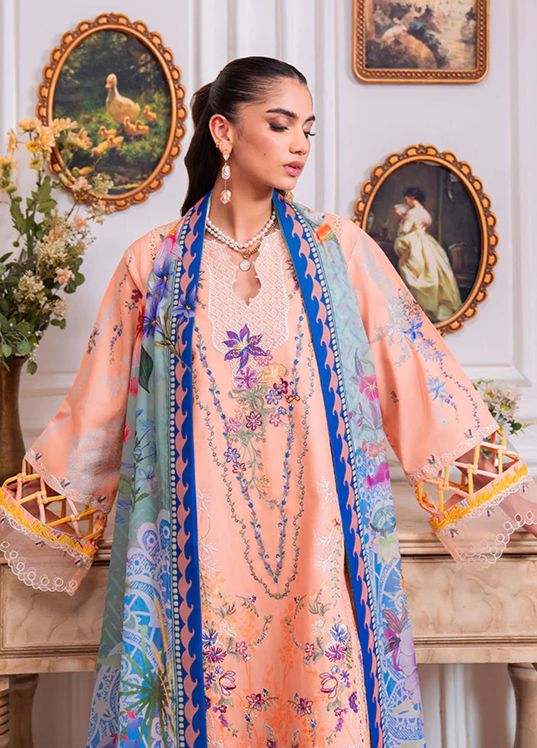 Aezel by Roheenaz Embroidered Cambric Suits Unstitched 3 Piece RNZ25AC D-02 A Amal - Winter Collection