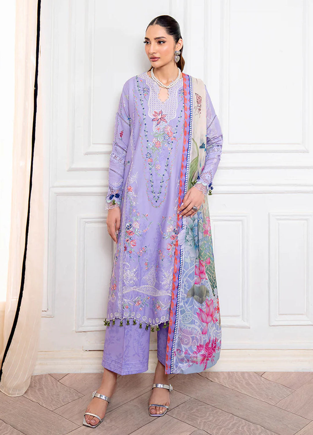 Aezel by Roheenaz Embroidered Cambric Suits Unstitched 3 Piece RNZ25AC D-02 B Nivra - Winter Collection