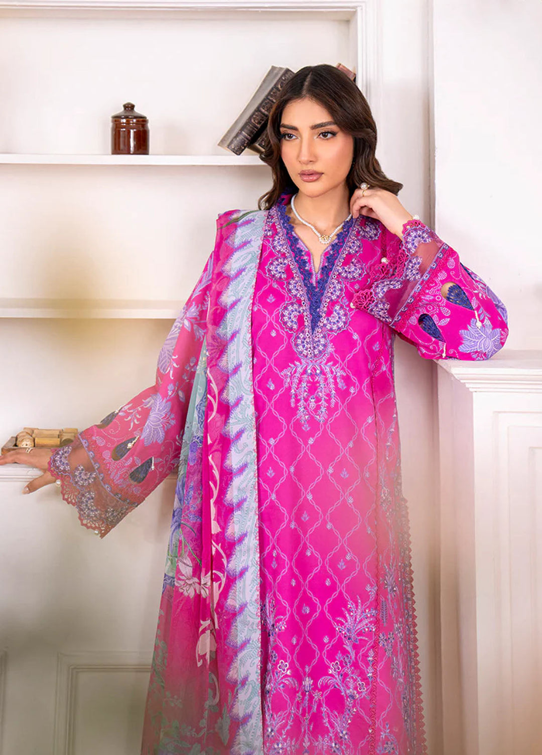 Aezel by Roheenaz Embroidered Cambric Suits Unstitched 3 Piece RNZ25AC D-06 A Novah - Winter Collection