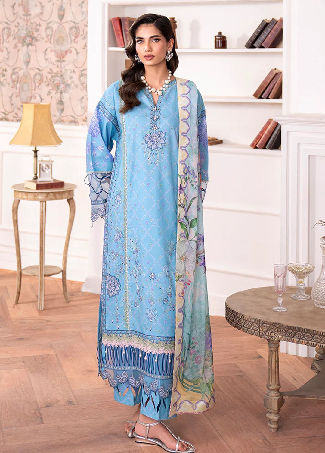 Aezel by Roheenaz Embroidered Cambric Suits Unstitched 3 Piece RNZ25AC D-06 B Miren - Winter Collection
