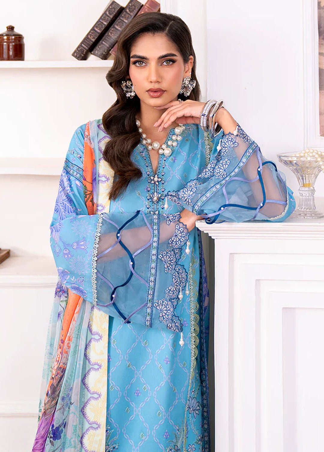 Aezel by Roheenaz Embroidered Cambric Suits Unstitched 3 Piece RNZ25AC D-06 B Miren - Winter Collection