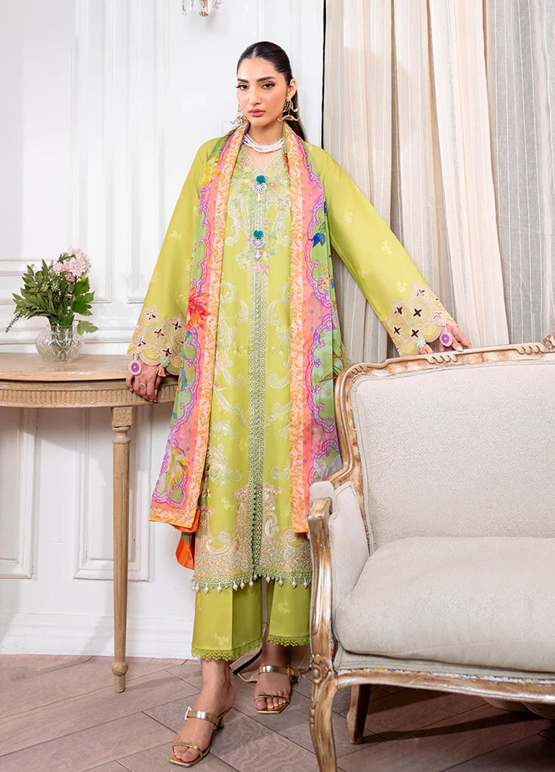 Aezel by Roheenaz Embroidered Cambric Suits Unstitched 3 Piece RNZ25AC D-08 A Arven - Winter Collection